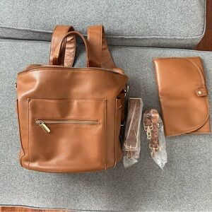 Brown Leather Baby Diaper Bag